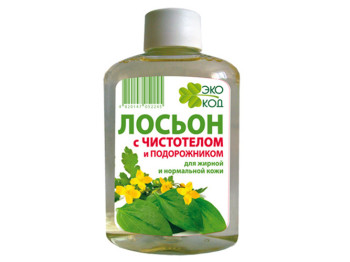 Лосьйон косметичний "ЕкоКод з чистотілом і подорожником" для жирної і нормальної шкіри, у флаконі 10