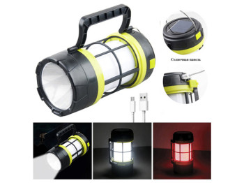 Ліхтар переносний 910-LED+COB (white+red), power bank, Li-Ion акумулятор, сонячна батарея