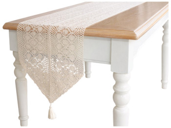 Ранер бавовняний в'язане мереживо Boho Crochet беж, 30×180см