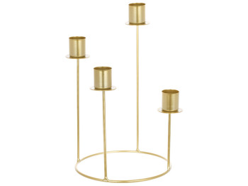 Подсвечник металлический на 4 свечи, 16х25,5см, цвет - золото