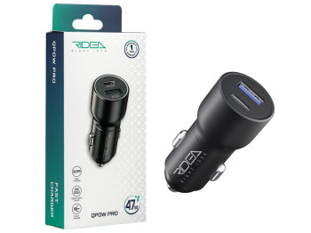 Авто зарядное устройство Ridea RCC-47110 QPow Pro, 1USB+1USB-C, PD/QC, 47.5W, ABS+PC, цвет черный
