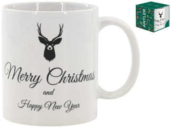 Чашка Limited Edition NY Antler Black, кераміка, 320мл, колір білий з малюнком