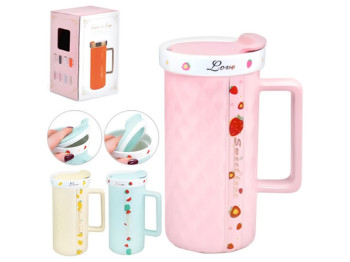 Чашка с крышкой Fruits 600мл