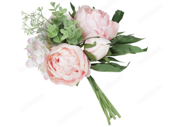 Декоративный букет из Пионов и Гортензии, 36см, цвет - розовый