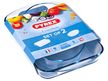 Набір форм Pyrex Essentials, 40х27см, прямокутна, 30х21см, овальна (ціна за набір 2 штуки) 342647027
