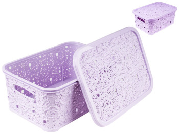 Корзина с крышкой Ажур (цвет - сиреневый) 6л Efe plastics