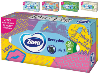 Салфетки косметические Zewa Everyday, 2х слойные, 100шт