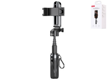 Селфи-штатив XO SS21, Bluetooth пульт, 55mAh, длина 12–41см, 115×47×55мм, цвет черный