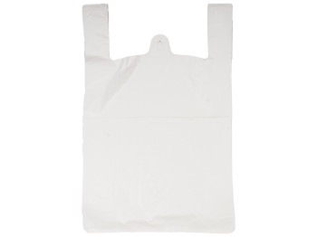 Кульок із ручками типу майка Щільний білий 50мкм (100шт) 30х55см