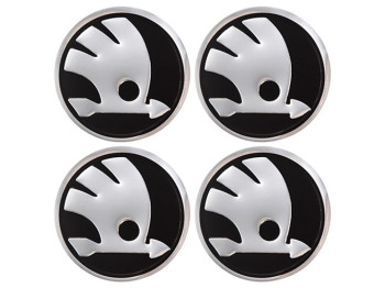 Наклейки на колпаки SKODA, 9см, черные, 4шт