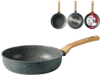 Сковорода глубокая Bravo Chef, кованый алюминий, 20см, цвет серый