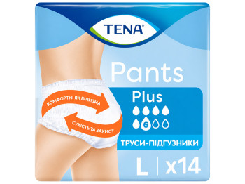 Подгузники-трусики Tena Pants Plus L, впитываемость 6 капель (14 шт)