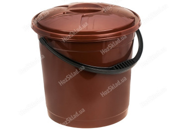 Ведро R plastic коричневое, с крышкой, 15л