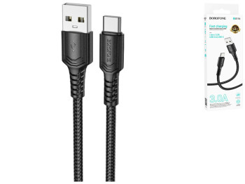 Кабель USB Borofone BX116 Type-C 3A, 1м, цвет черный