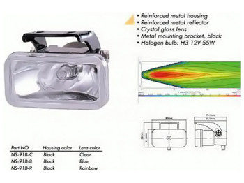 Фары дополнительные NS-91 B-C H3/12V/55W/80x42мм