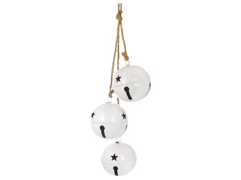 Шары на подвесе Christmas bells, металл, 58см, 11×12см, цвет белый