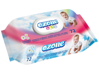 Вологі серветки дитячі "OZONE" "З екстрактом ромашки" 72шт з клапаном