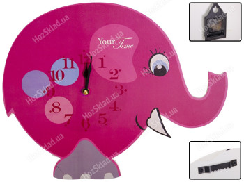 Часы настенные Розовый Слон детские, МДФ 33,8х4,5х27,4см