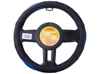 Чехол на руль Voin VLOD-L285 BK/BL, размер M (37-39см), черно-синий, БО, перф.кожа