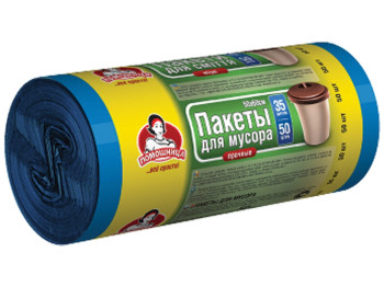 Пакети для сміття ТМ Помічниця 35л 50шт HDPE, 50см х 60см, забарвлення асорті