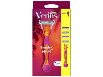 Бритва Gillette Simply Venus 3 Miami с 4 сменными картриджами