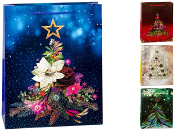Пакет подарунковий паперовий Christmas tree S 18х8х23см