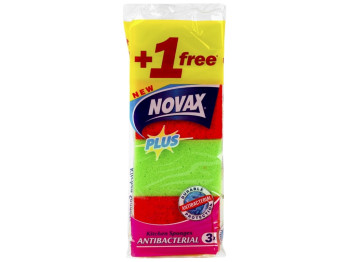 Набір губок кухонних антибактеріальних "Novax" Plus 10x7x3см 3шт+1шт Бонус!