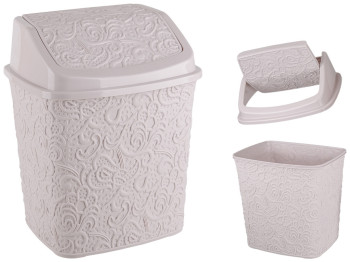 Ведро для мусора Elif Ажурное с крышкой пудра 23х18,5х28,5см