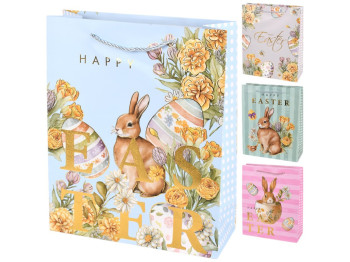 Пакет подарочный Easter, бумага, 26×32×10см, 4 дизайна (цена за 1шт)