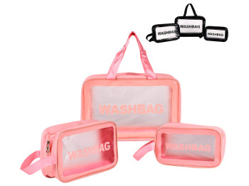Косметичка дорожня Washbag, ПУ (ціна за набір 3шт) УЦІНКА