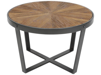 Столик металлический Хьюго с деревянной столешницей, 60см, цвет – черный