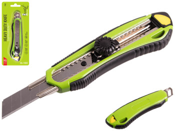 Нож алюминиевый Alloid с винтовым фиксатором и выдвижным сегментным лезвием 18мм, прорезиненный