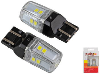 Лампа Pulso габаритные LED 7443/W3x16q/12SMD-2835, 2контакта, 9-36v, 550/100lm WHITE (цена за 2шт) (