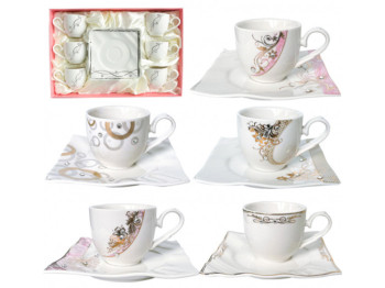 Набор кофейный Кристаллы 12 предметов (чашка 90мл, блюдце 12см)