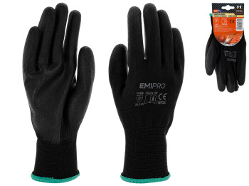 Рабочие перчатки Emipro с PU-покрытием черные, размер 11/XXL