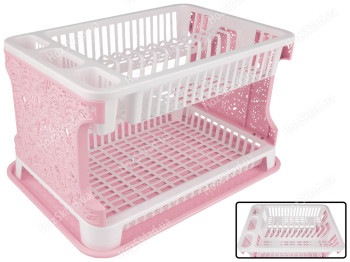 Сушарка для посуду Ажур (колір - рожевий) Efe plastics 42х28х28см