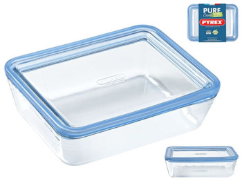 Форма Pyrex Pure Glass, 22x17x6см, з кришкою, прямокутна, 1,6л, 3426470290975