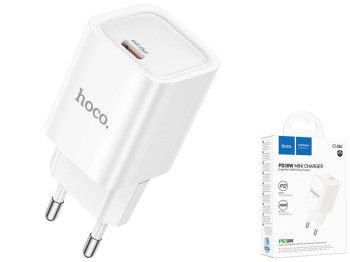 Сетевое зарядное устройство Hoco C148A 1USB-C PD/QC 30W, цвет белый