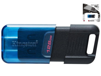USB флеш-накопитель 3.2 Kingston DT 80M 128Gb Type C, цвет черный/голубой