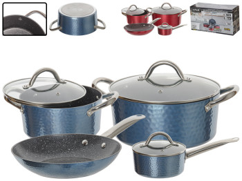 Набор посуды А-Плюс алюминиевой с мрамоpным покрытием (цена за набор 7 предметов) 30156