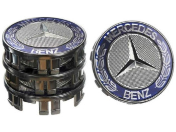 Заглушка колесного диска Mercedes, 75x70, серый, ABS пластик