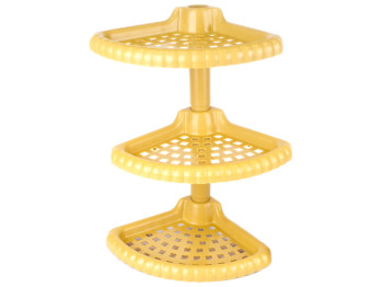 Полка настенная угловая трехъярусная (цвет бежевый) 42-56см Консенсус