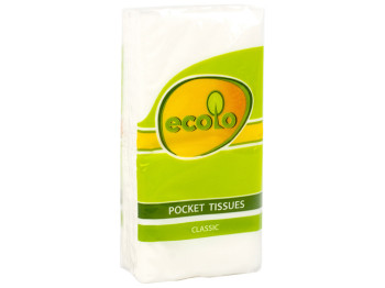 Хустки носові "Ecolo" Classic білі двошарові без аромату, 9шт