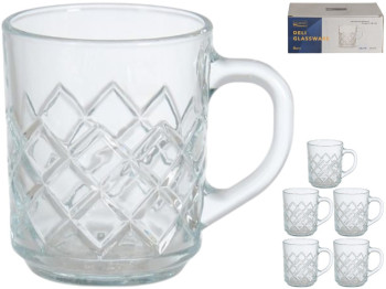 Чашка Крос Лайн, скло, 240мл, колір прозорий (ціна за набір 6шт)