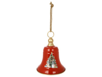 Подвеска металлическая Christmas bell, 19,5×26см, цвет красный