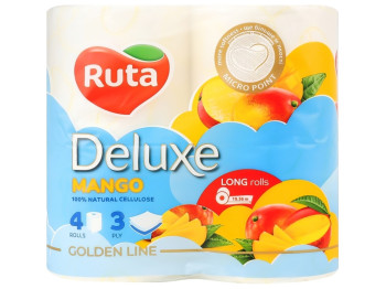 Папір туалетний Ruta Pure White Deluxe, 3-х шаровий, білий манго (ціна за упаковку 4шт)
