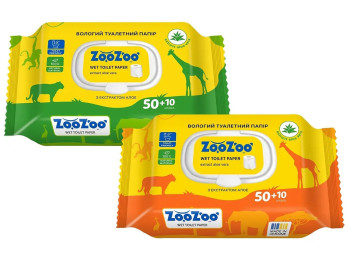 Влажная туалетная бумага ZooZoo с экстрактом алоэ, 60шт