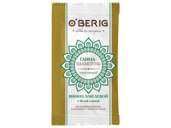 Глина-шампунь для волос O'BERIG Винно-хмелевый с белой глиной для комбинированных волос 15мл