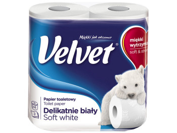 Туалетная бумага Velvet Soft White, 3-х слойная, 150 отрывов (цена за упаковку 4шт)