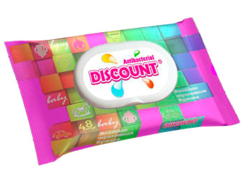 Папір туалетний вологий дитячий Discount 48шт з клапаном
